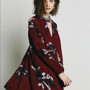 Electric Orchid Print Swing Tunic Scarlet Combo